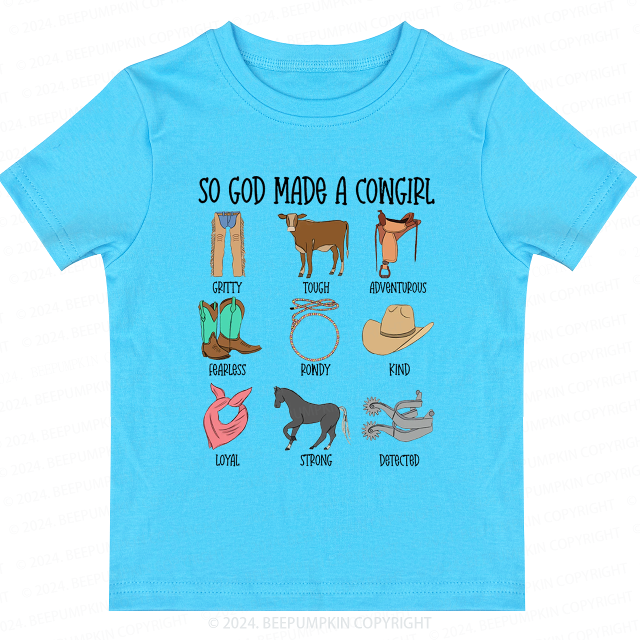 So God Made A CowGirl Toddler&Kids Tees