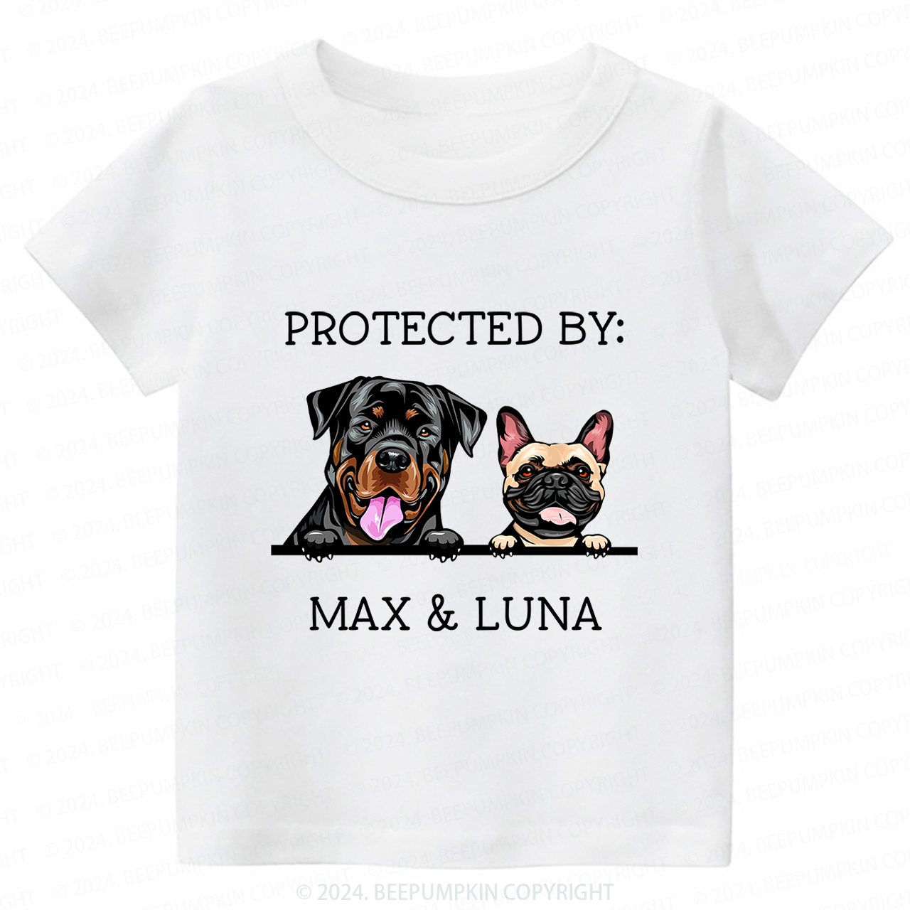 Personalized Baby Shower Gift Protected By Dog Toddler&Kids Tees 
