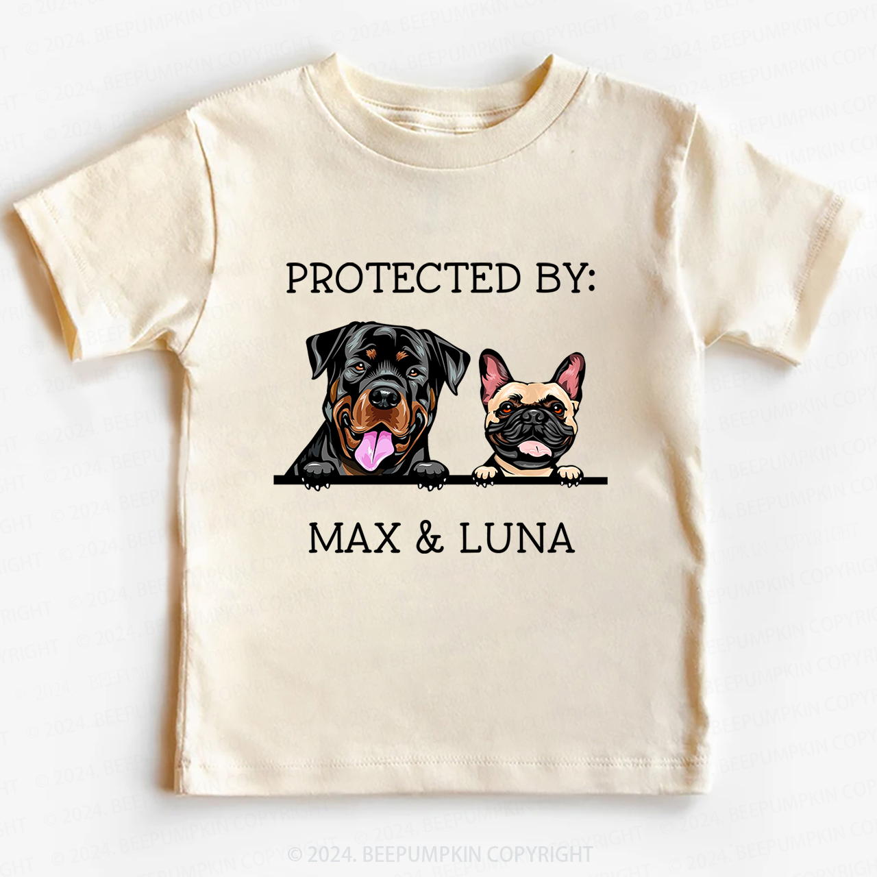 Personalized Baby Shower Gift Protected By Dog Toddler&Kids Tees 