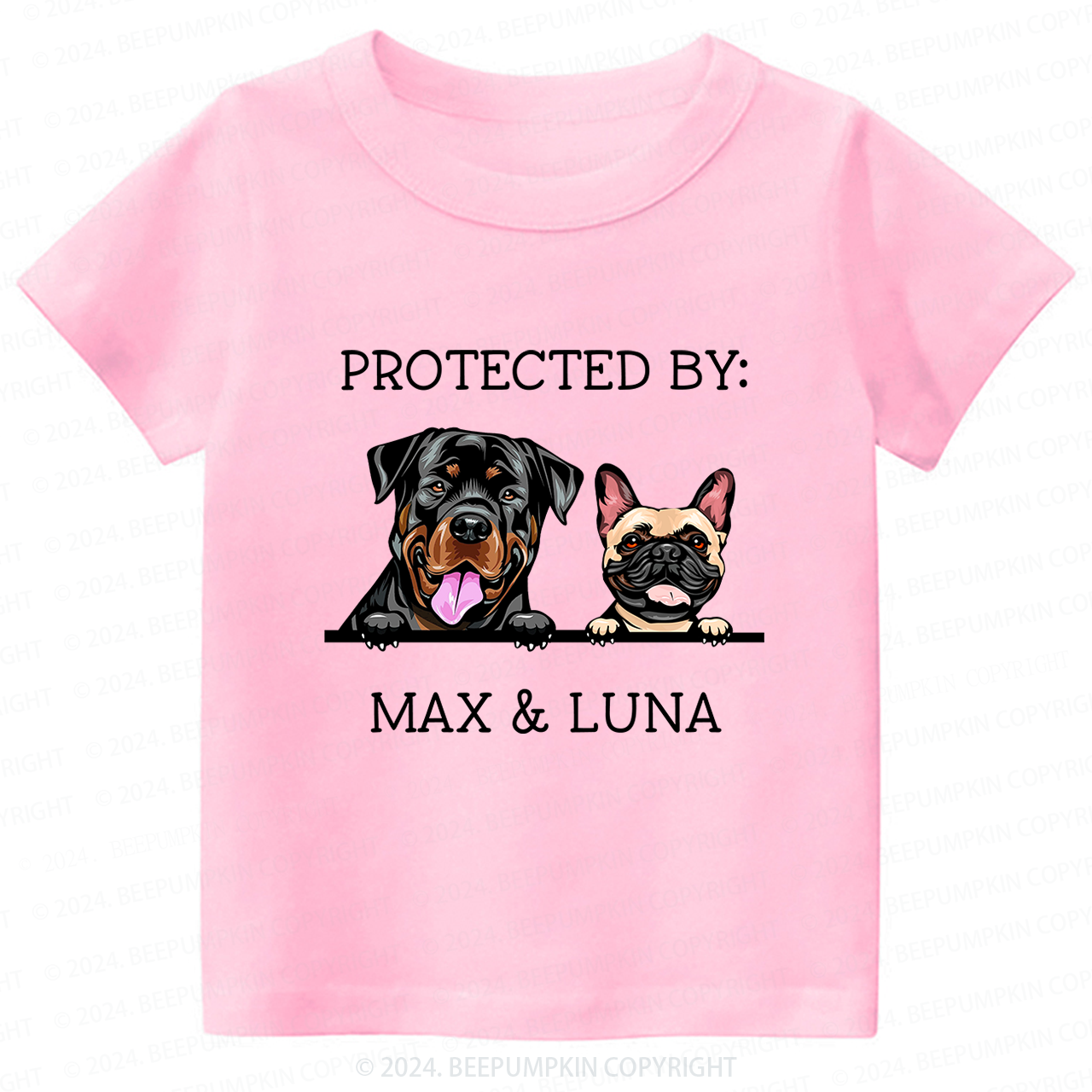 Personalized Baby Shower Gift Protected By Dog Toddler&Kids Tees 