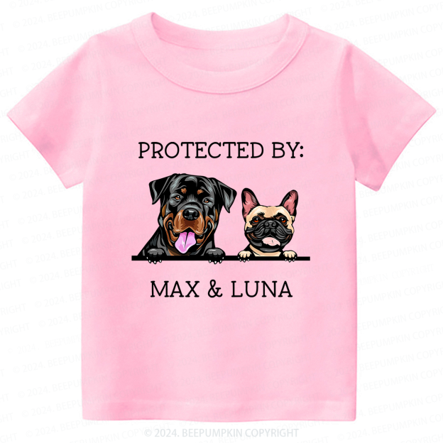 Personalized Baby Shower Gift Protected By Dog Toddler&Kids Tees 