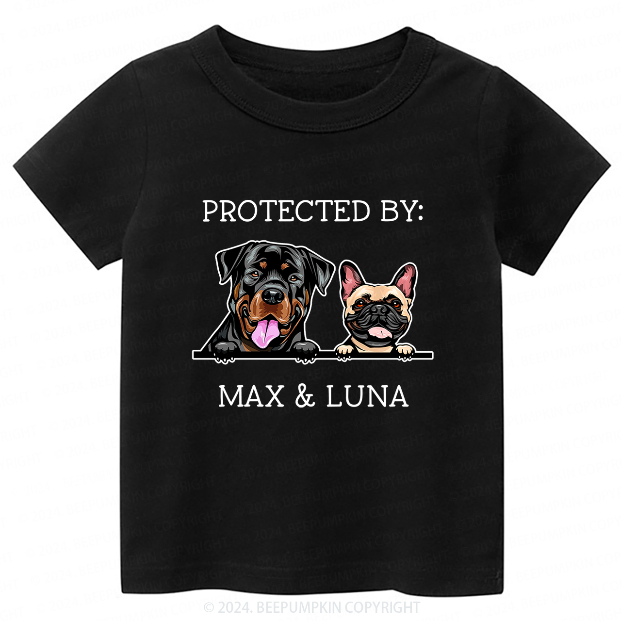 Personalized Baby Shower Gift Protected By Dog Toddler&Kids Tees 