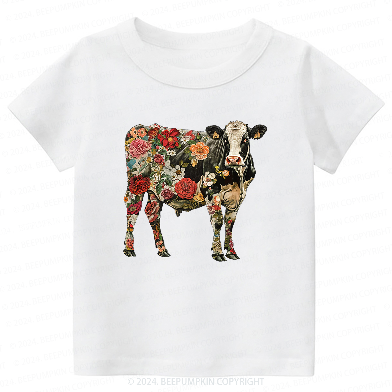  Floral Cow Toddler&Kids Tees  