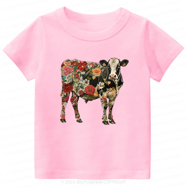  Floral Cow Toddler&Kids Tees  