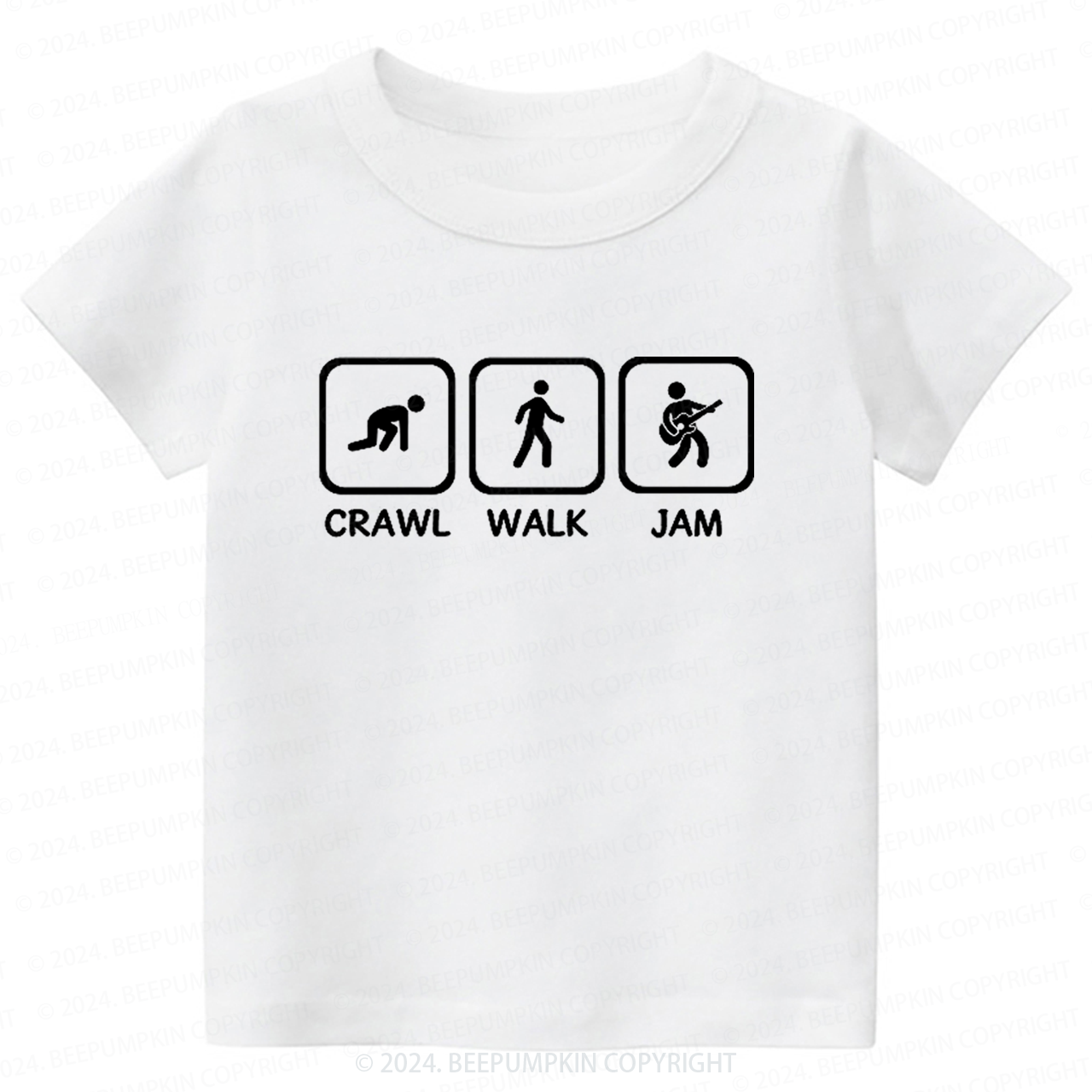 Crawl Walk Jam Guitar Toddler&Kids Tees 8