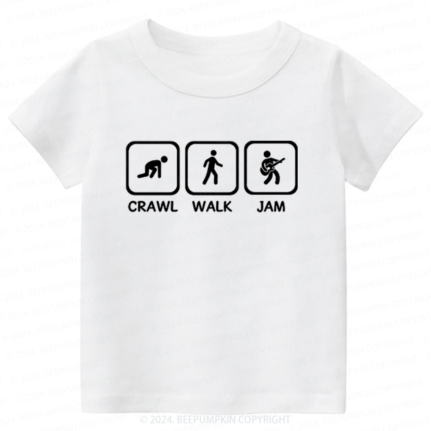 Crawl Walk Jam Guitar Toddler&Kids Tees 8