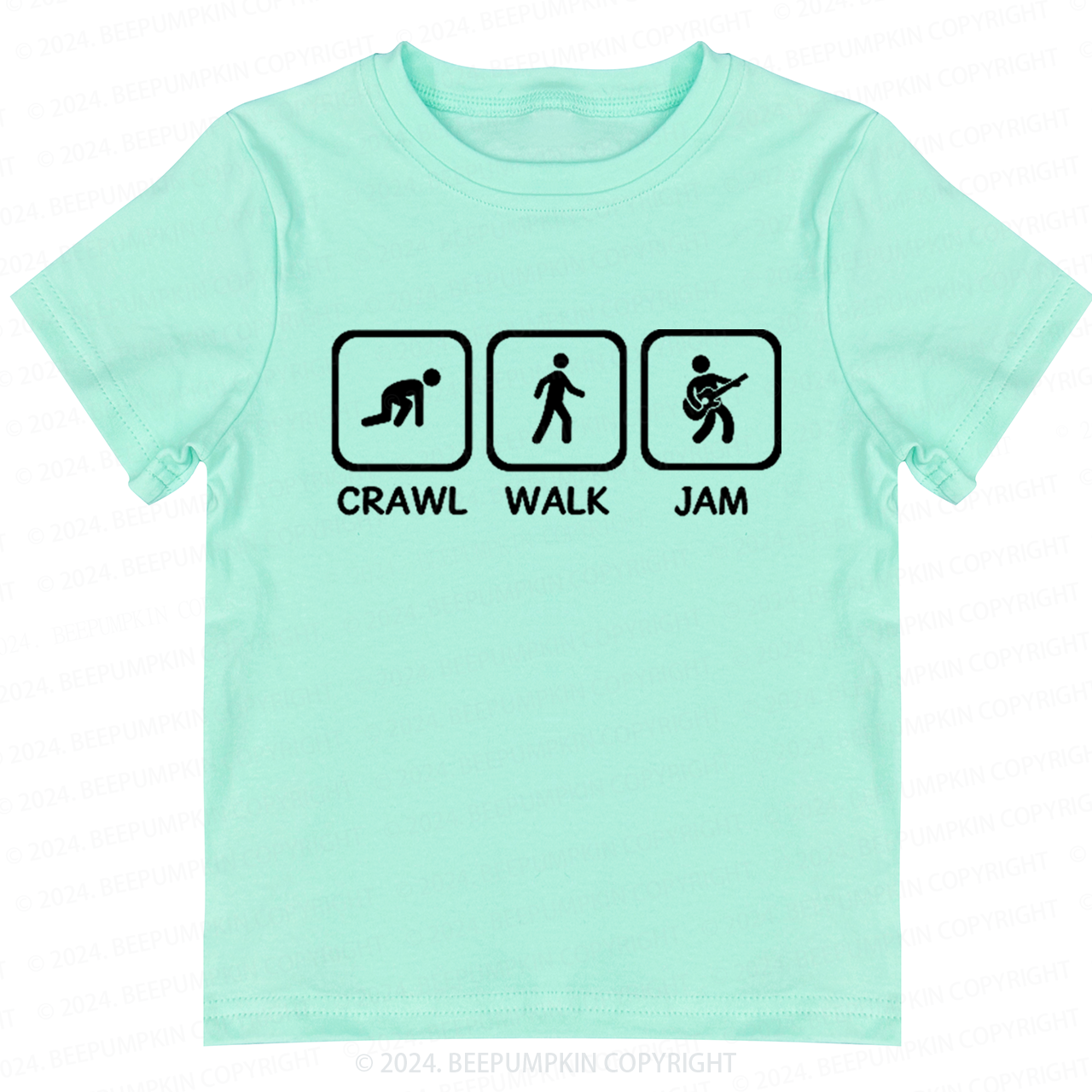 Crawl Walk Jam Guitar Toddler&Kids Tees 8