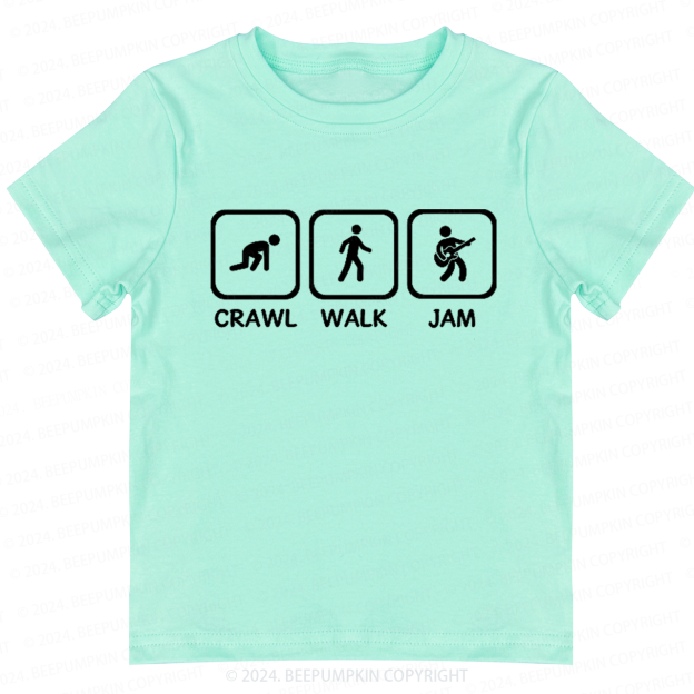 Crawl Walk Jam Guitar Toddler&Kids Tees 8