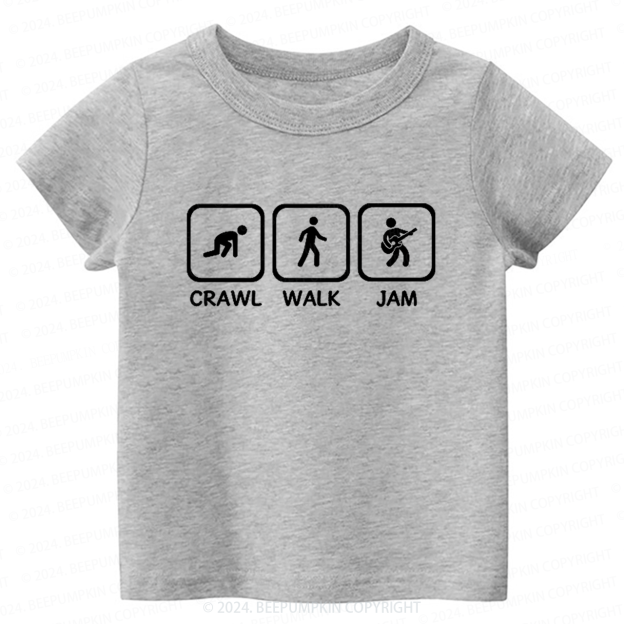 Crawl Walk Jam Guitar Toddler&Kids Tees 8