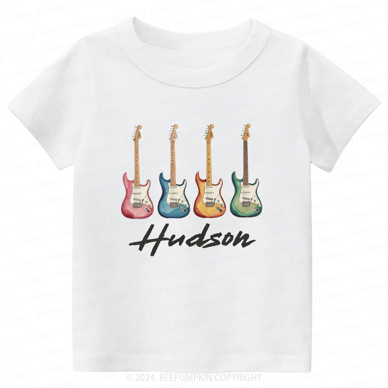 Personalized Electric Guitars In A Row Toddler&Kids Tees 8