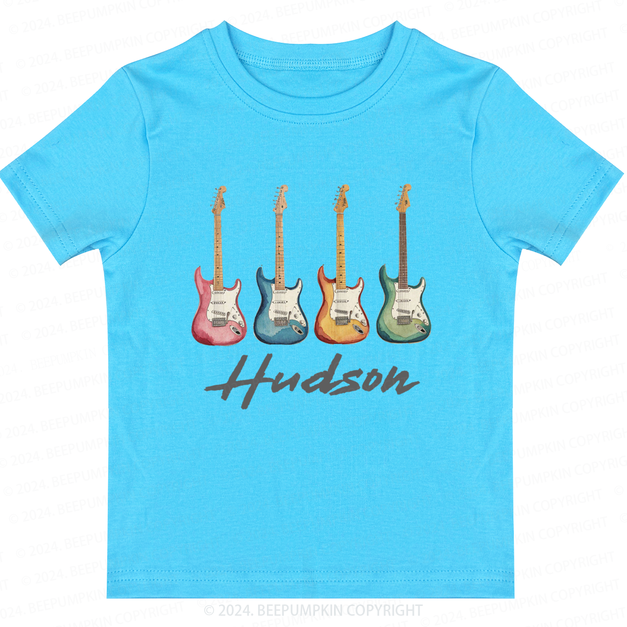 Personalized Electric Guitars In A Row Toddler&Kids Tees 8