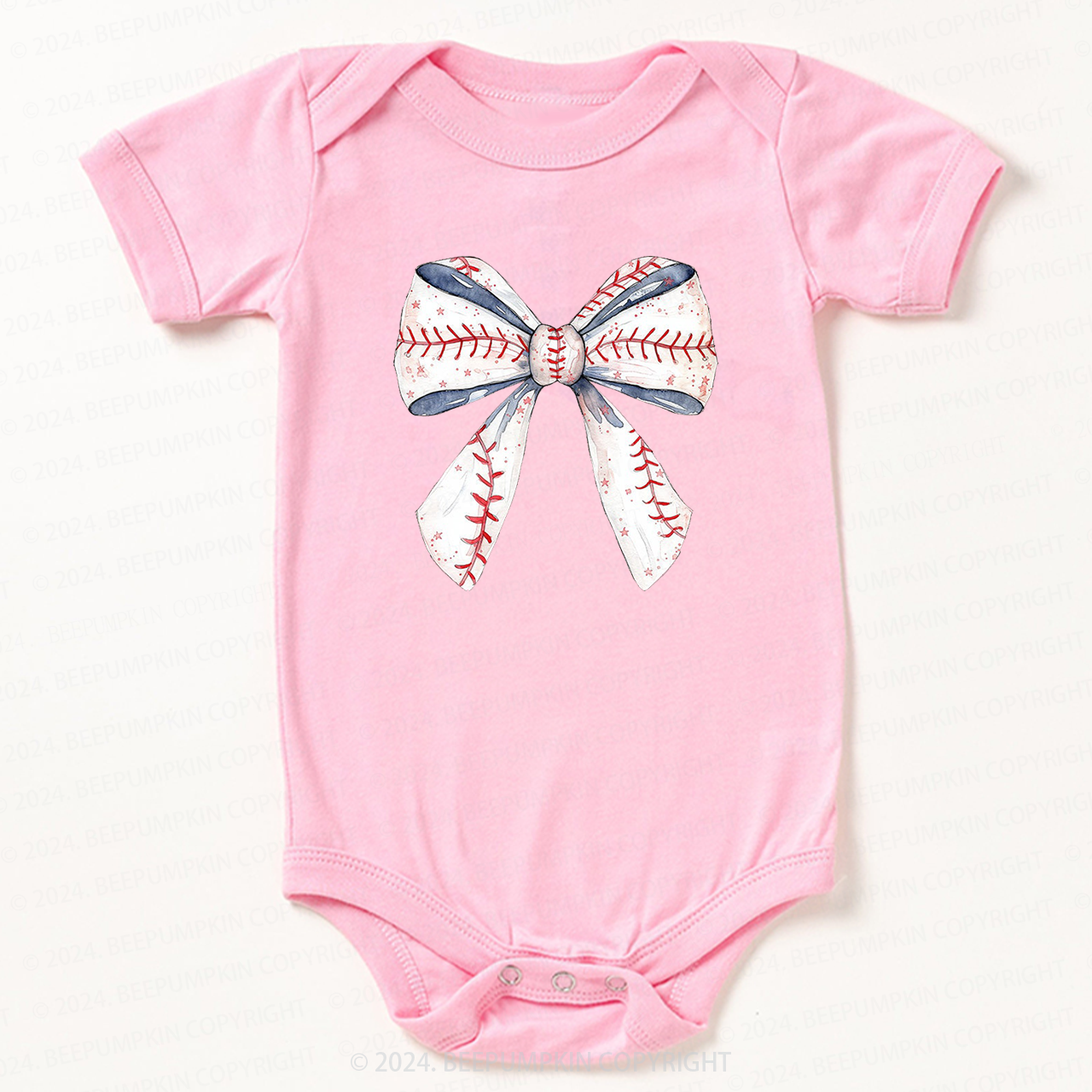 Cute Giant Baseball Ribbon Bodysuit For Baby 