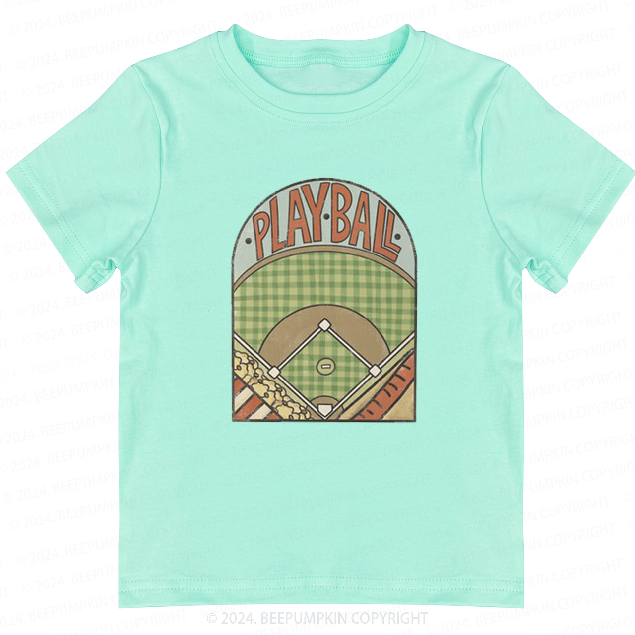 Retro Playball Baseball Field Toddler&Kids Tees 