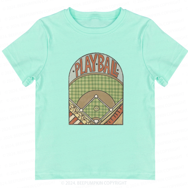 Retro Playball Baseball Field Toddler&Kids Tees 