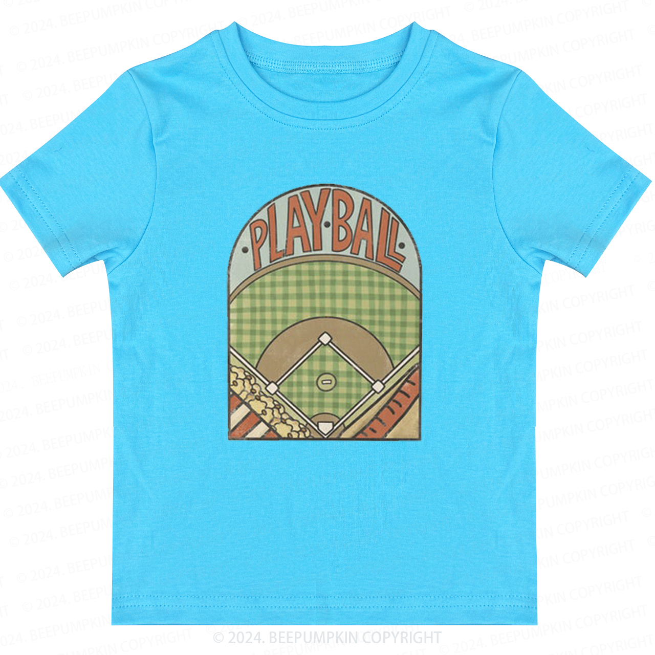 Retro Playball Baseball Field Toddler&Kids Tees 