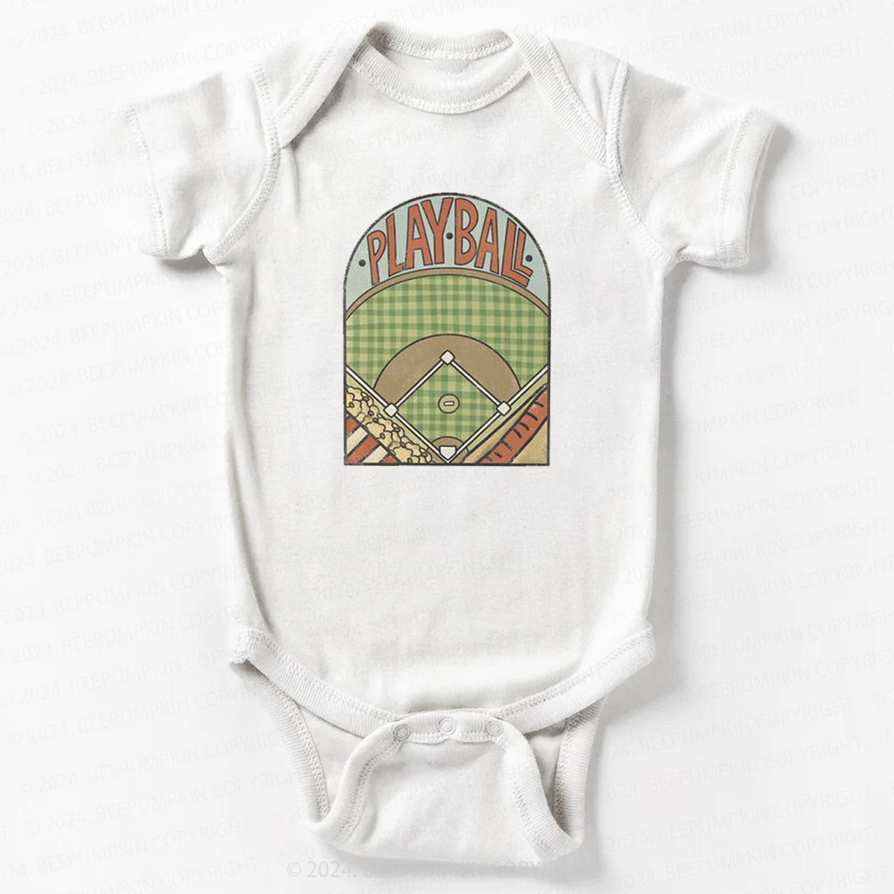 Retro Playball Baseball Field Bodysuit For Baby 