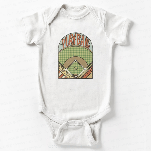 Retro Playball Baseball Field Bodysuit For Baby 