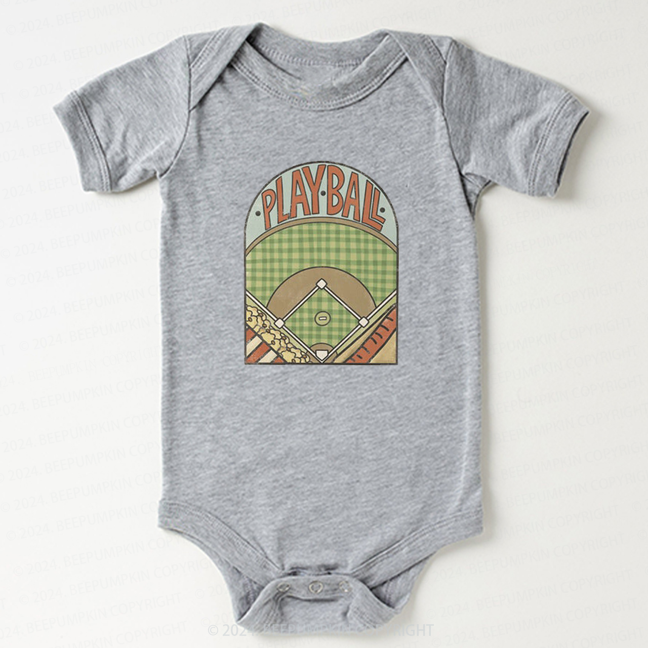 Retro Playball Baseball Field Bodysuit For Baby 