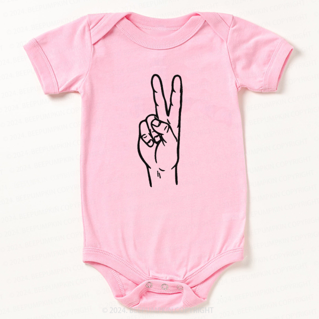 Peace Sign Two birthday Bodysuit For Baby 