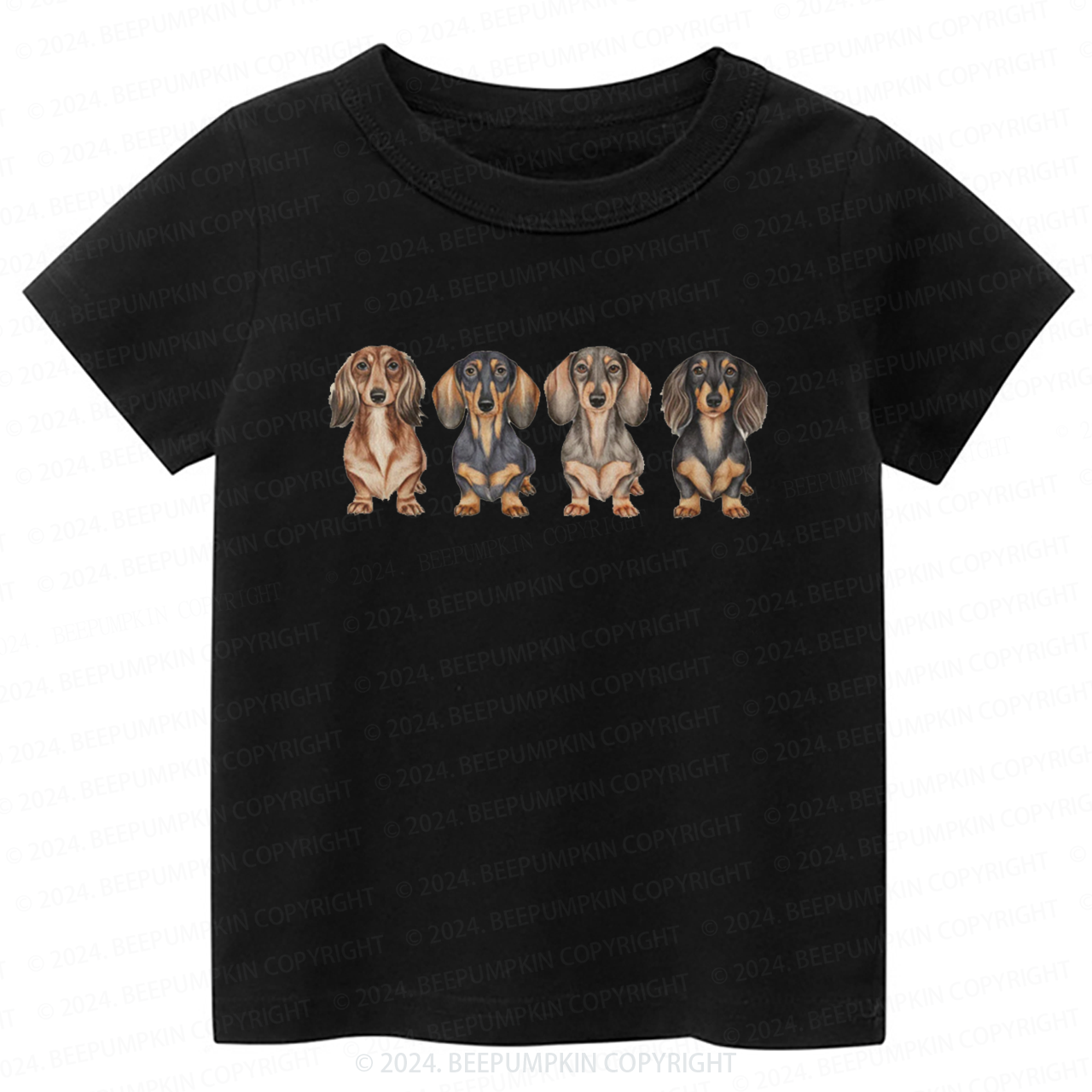 Cute Dachshund Puppies In A Row Toddler&Kids Tees 