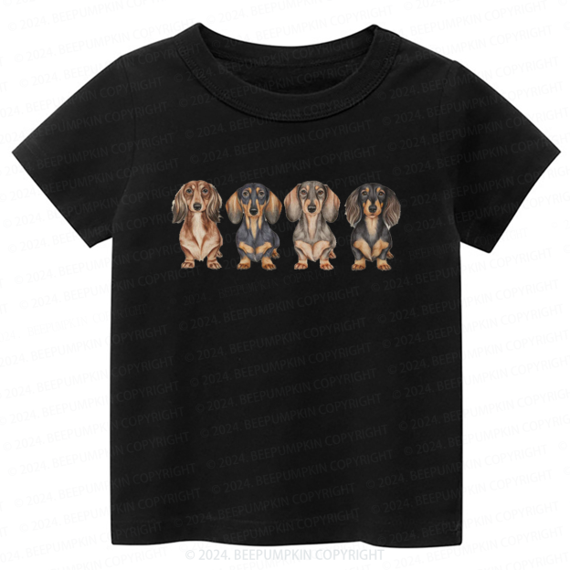 Cute Dachshund Puppies In A Row Toddler&Kids Tees 