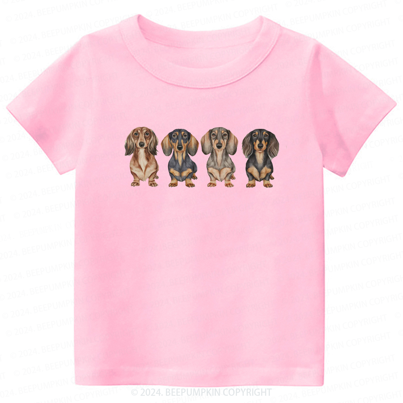 Cute Dachshund Puppies In A Row Toddler&Kids Tees 