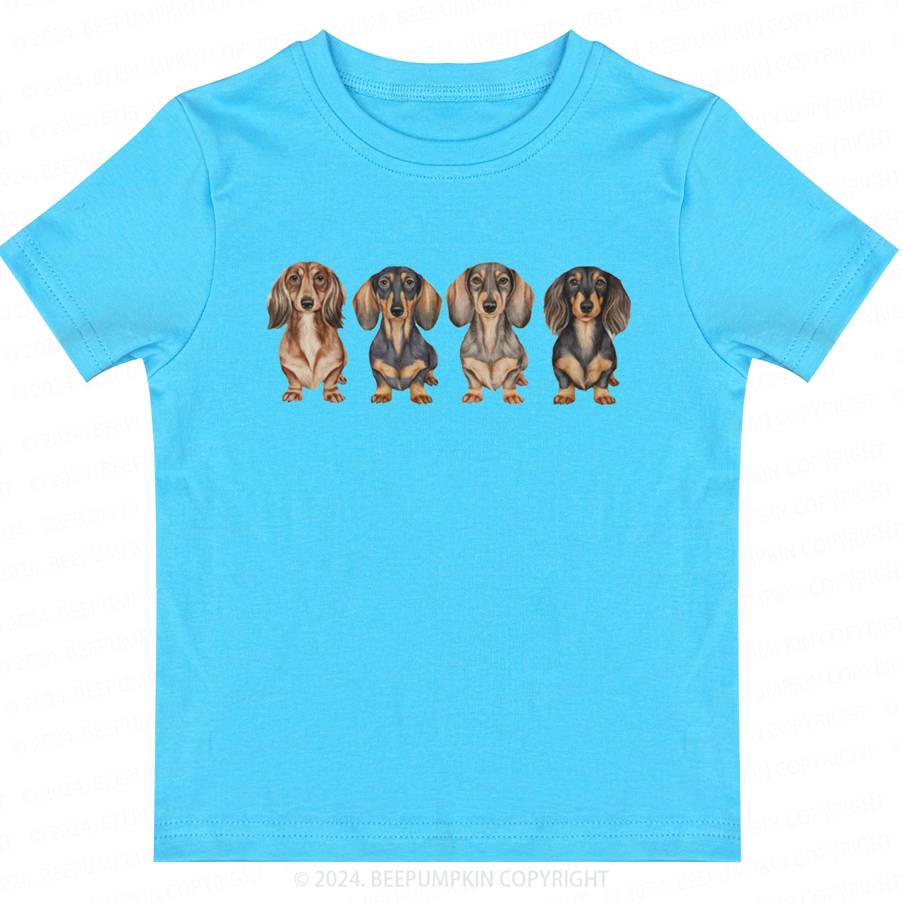 Cute Dachshund Puppies In A Row Toddler&Kids Tees 