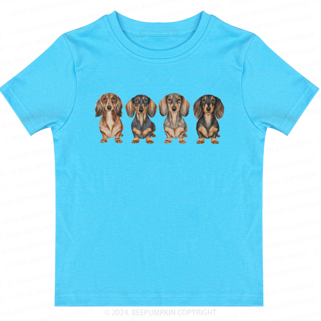 Cute Dachshund Puppies In A Row Toddler&Kids Tees 