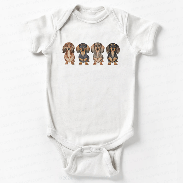 Cute Dachshund Puppies In A Row Bodysuit For Baby 