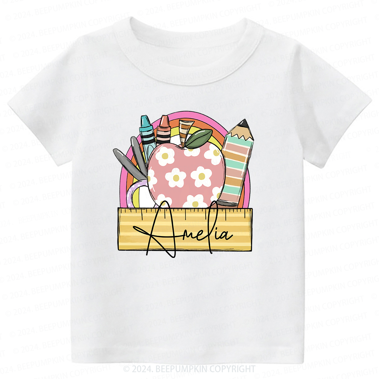 Personalized Apple Art Back To School T-shirt