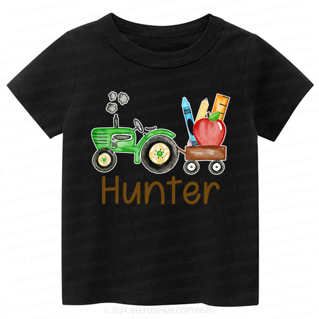 Personalized Name Farm Tractor Back To School T-shirt