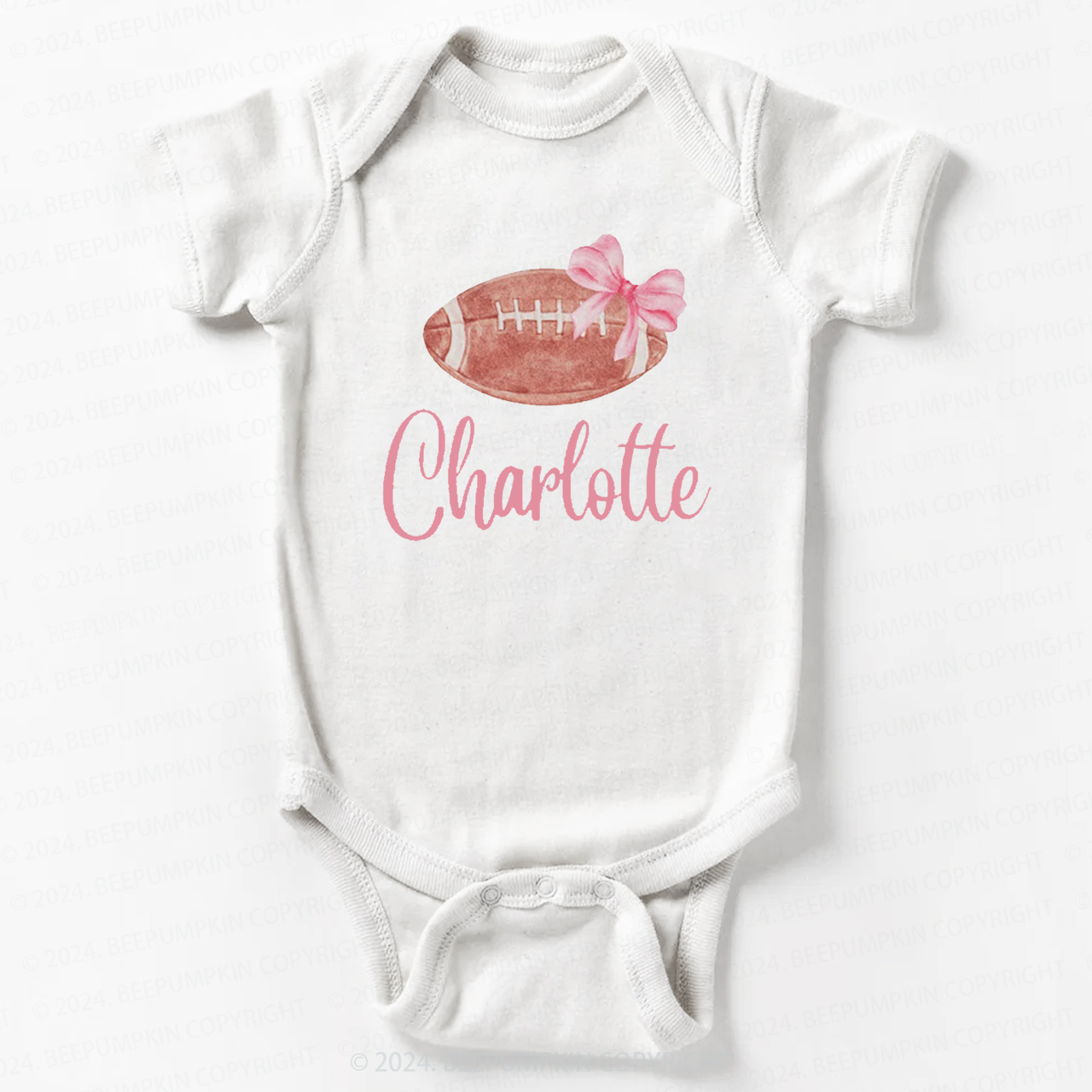 Personalized Football Bow Bodysuit For Baby 