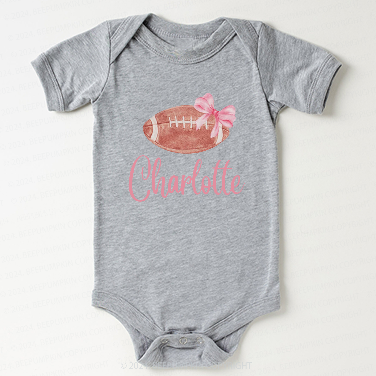 Personalized Football Bow Bodysuit For Baby 