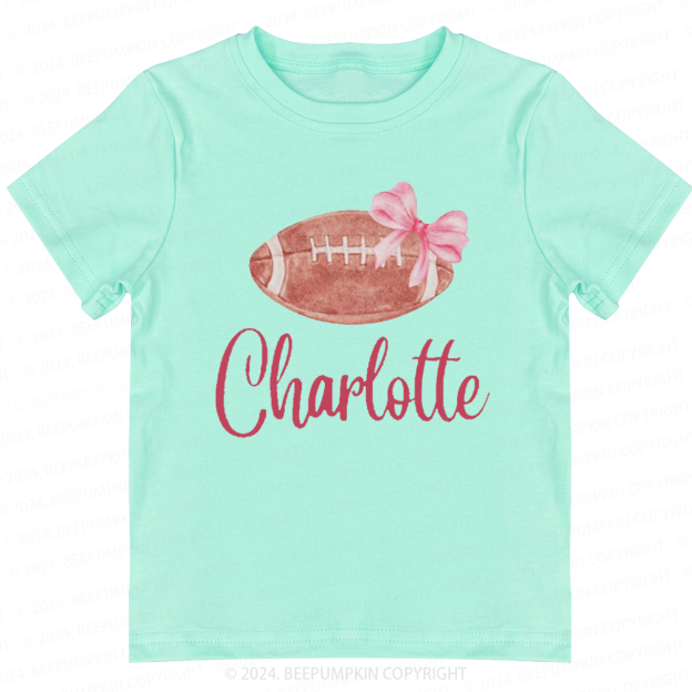 Personalized Football Bow Toddler&Kids Tees 