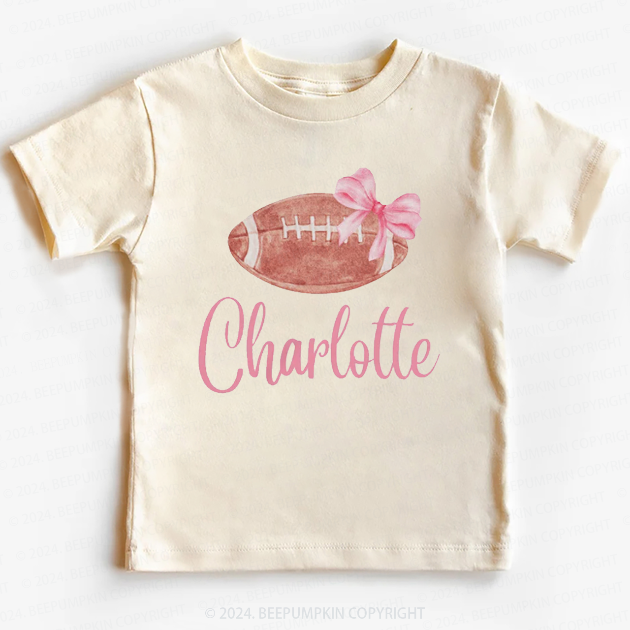 Personalized Football Bow Toddler&Kids Tees 