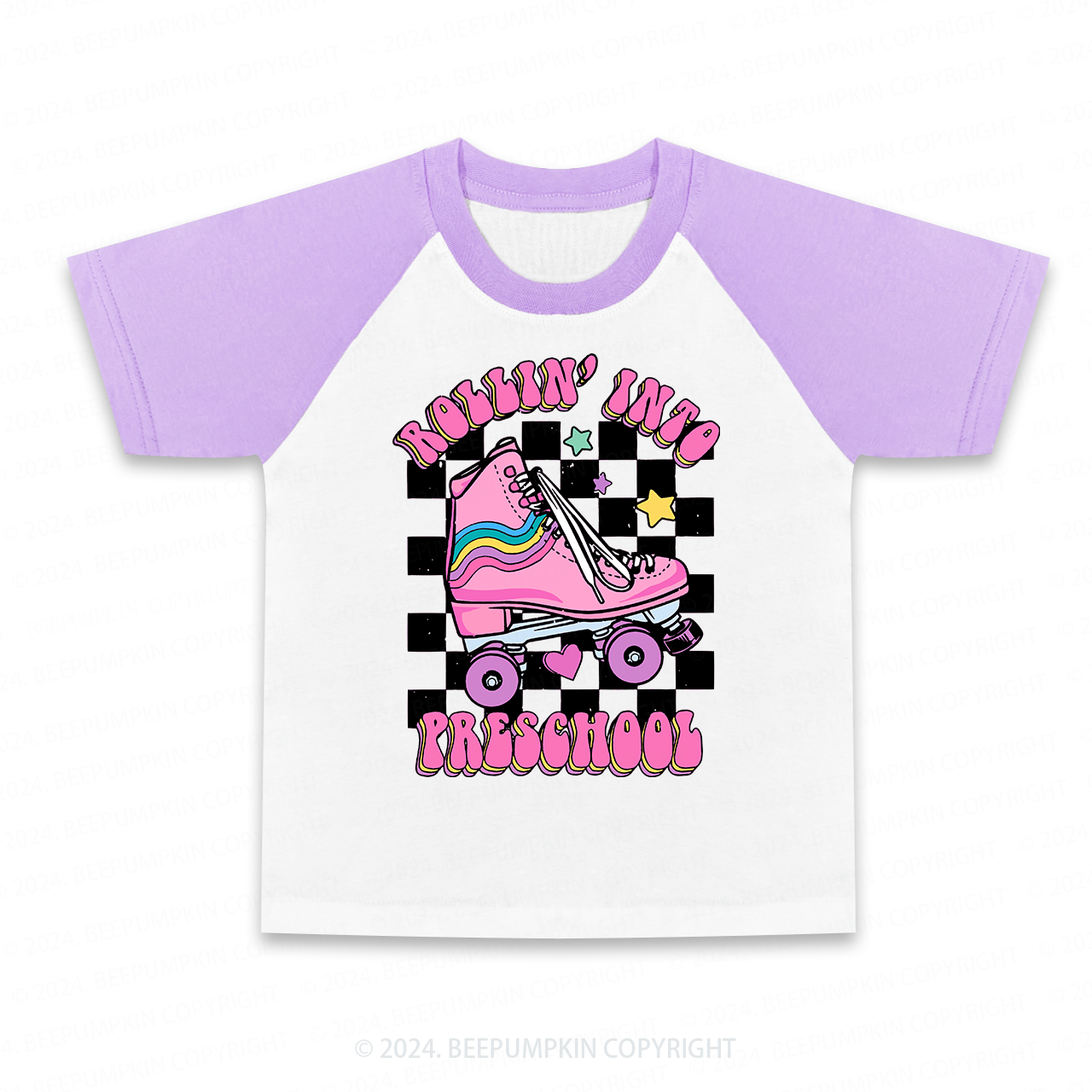Rollin Into Kindergarten Back To School Kid's Raglan Sleeves Tees