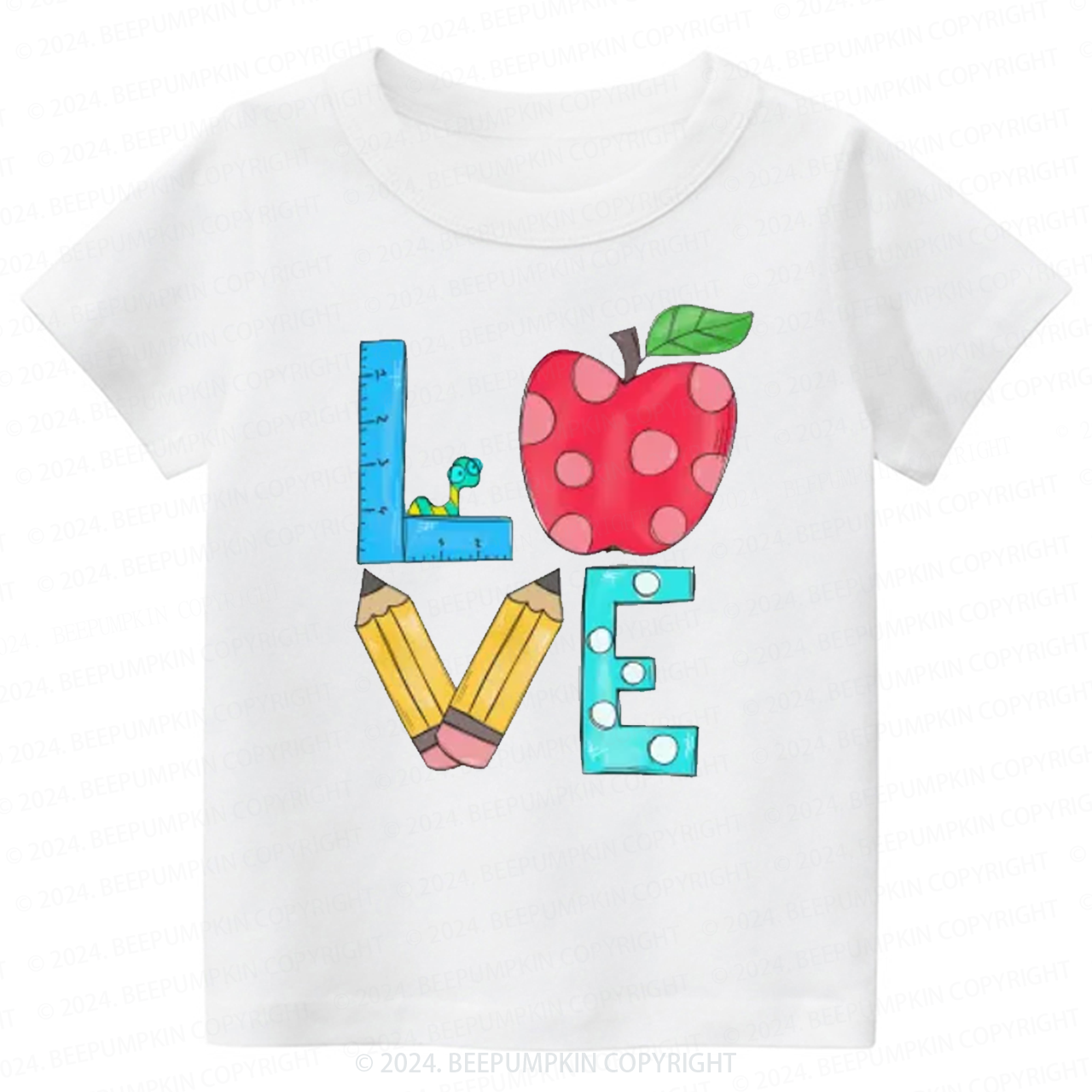 Love Apple And Ruler Back to School Shirt 