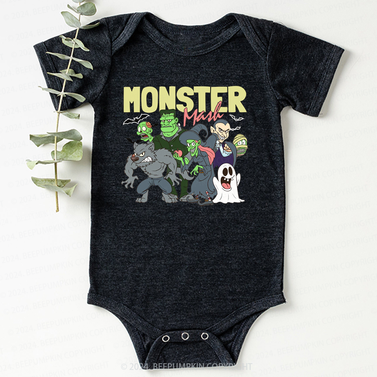 Halloween Retro Monster Bodysuit For Baby