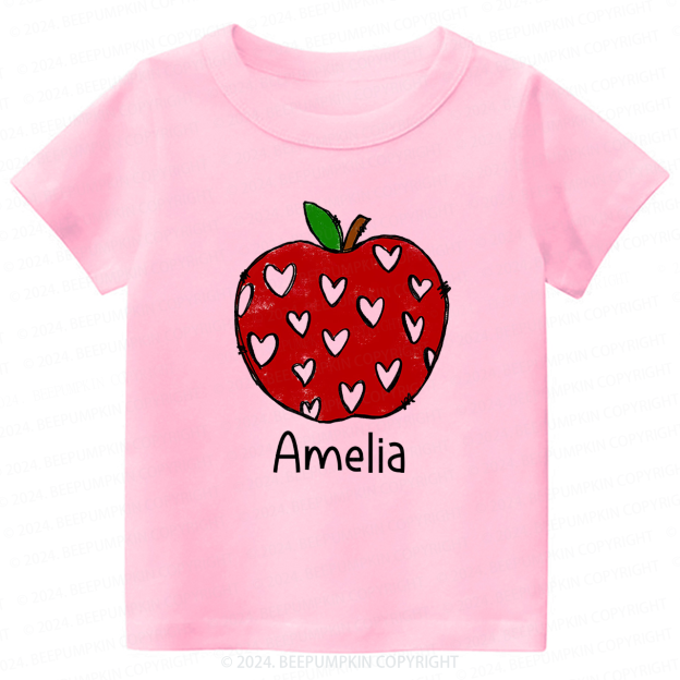 Red Apple With Hearts Back To School Shirt 