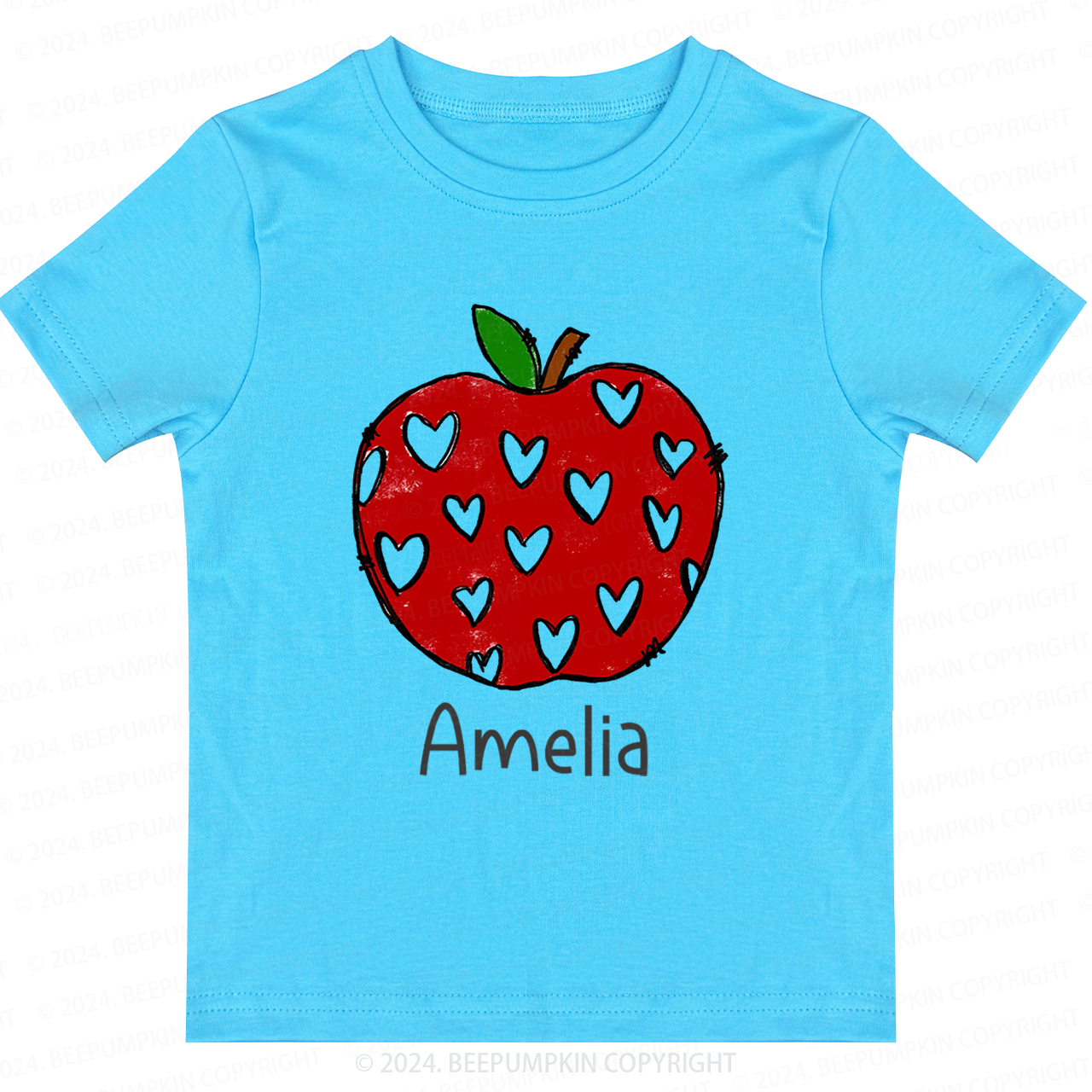 Red Apple With Hearts Back To School Shirt 