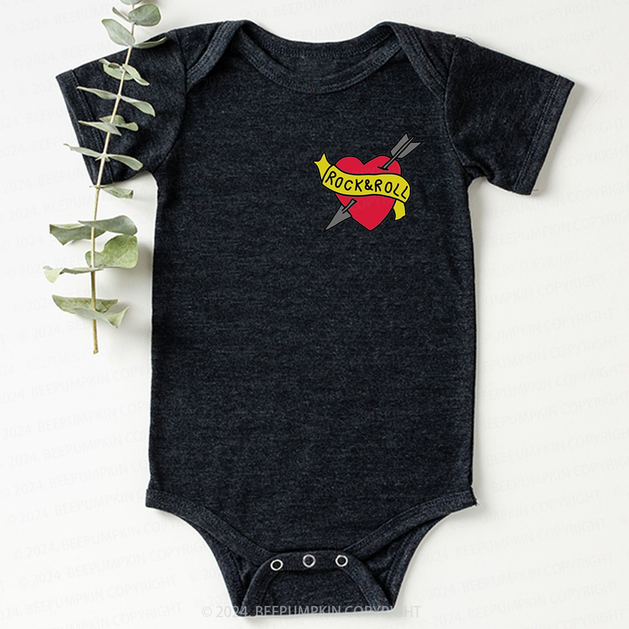 Rock&Roll Music Heart Bodysuit For Baby 8