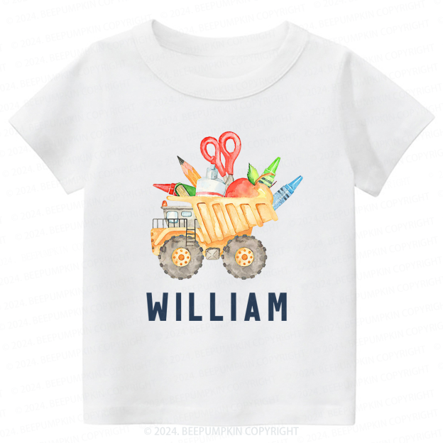 Personalized Name Back To School Car Print Toddler Tees