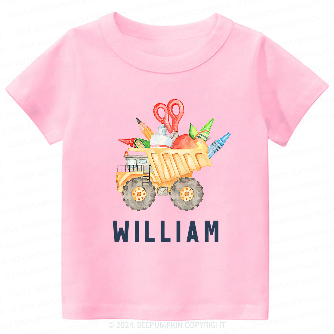Personalized Name Back To School Car Print Toddler Tees