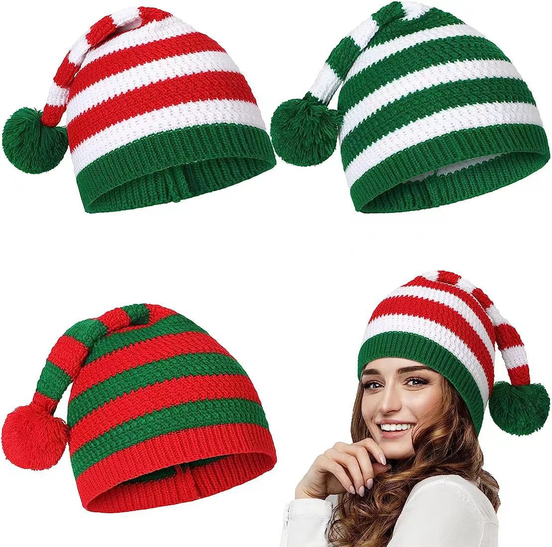 2023 Christmas Knitted Striped Santa Hat