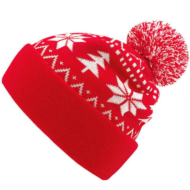 Snowflake Christmas Tree Fur Ball Knitted Hat