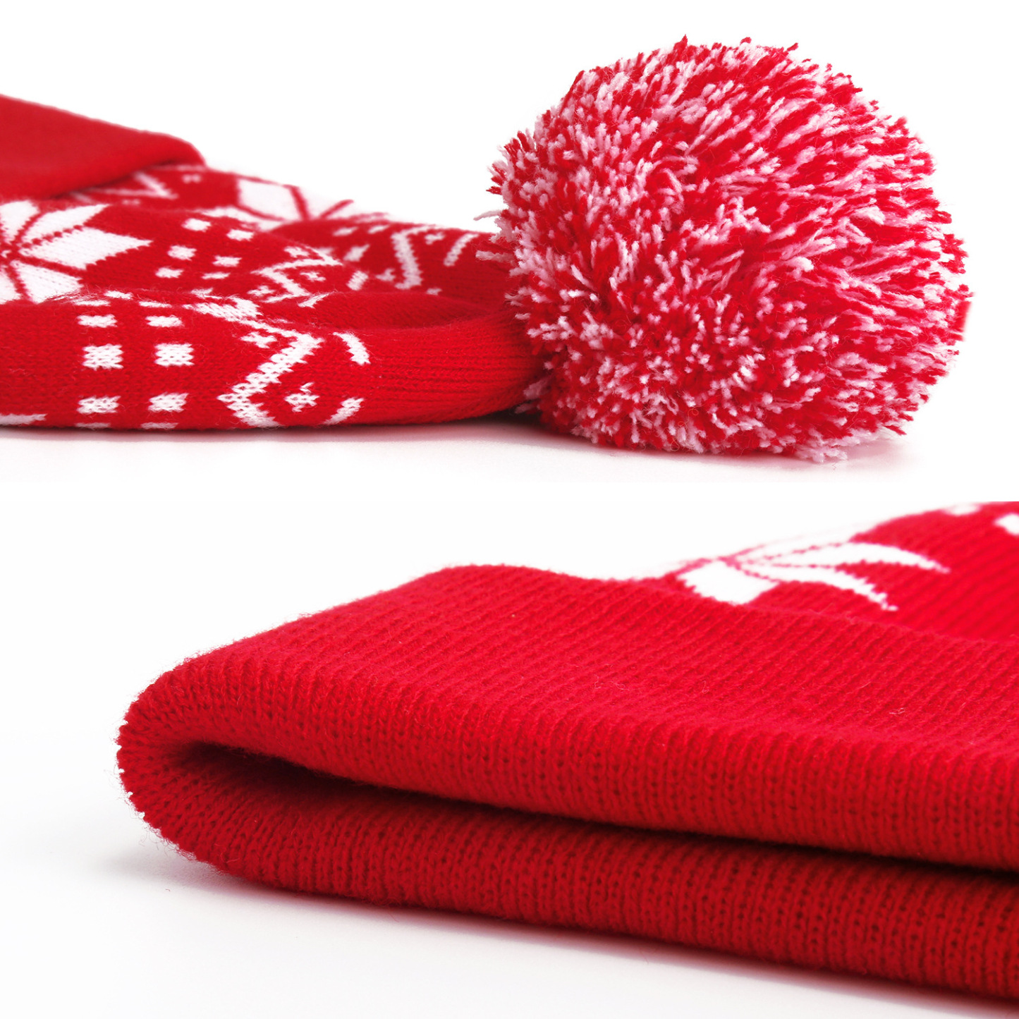 Snowflake Christmas Tree Fur Ball Knitted Hat