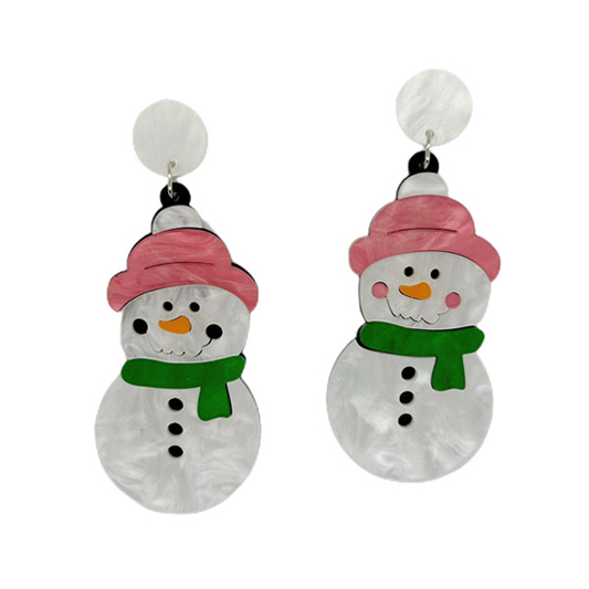 Christmas Snowman Acrylic Earring 