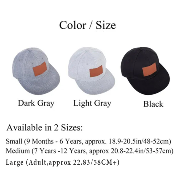  UPF 30+ Snapback Hat Vegan Leather Patch(hat cap)