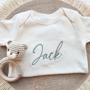 Image of Personalized Name Embroidered Bodysuit For Baby