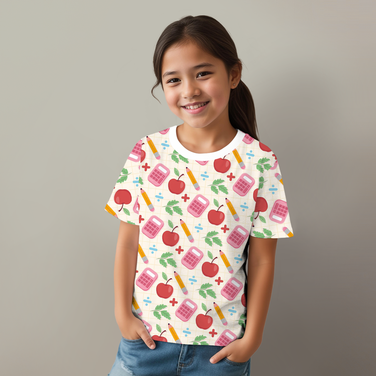 Red Apple Back To School All Over Print Kids Tees